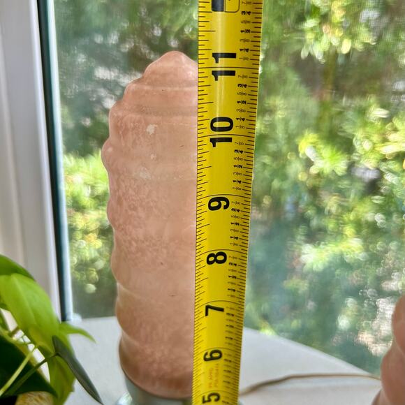 Vintage Art Deco Pink Torpedo Glass Lamps, Skyscraper Frosted Boudoir Lamp Set - Picture 13 of 13